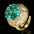 Gold Millennium-Cut Paraiba Green Ring