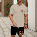 Beige mit schwarzen Shorts